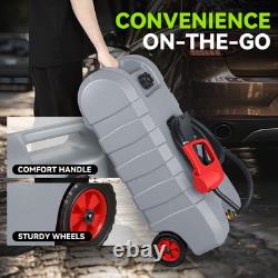 58L Portable Fuel Tank Container with Wheels for Gasoline Diesel Light Oil Grey