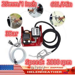 60 l/min Electric Oil Fuel Diesel Transfer Pump withMeter Hose + Manual Nozzle