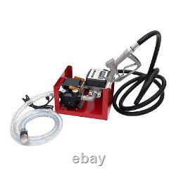 60L/MIN Electric Oil Fuel Diesel Gas Transfer Pump +Meter 12' Hose Manual Nozzle