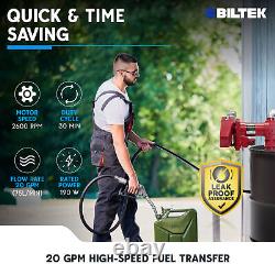 BILTEK 20 GPM 12V Fuel Transfer Pump for Diesel, Gasoline, Kerosene, & Oil