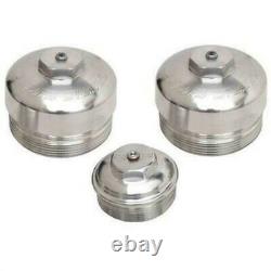 Beans Diesel 3 Piece Billet Fuel & Oil Filter Cap Set For 03-07 6.0L Powerstroke