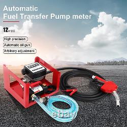 Commercial 12V 155W Electric Fuel Transfer Pump Diesel Oil Meter With Hose Nozzle