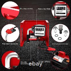 Commercial 12V 155W Electric Fuel Transfer Pump Diesel Oil Meter With Hose Nozzle