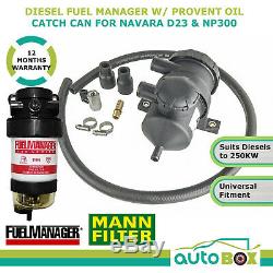 Diesel Fuel Manager + Provent Oil Catch Can for Nissan Navara D23 NP300 2015-19