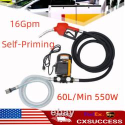 Electric Diesel Fuel Transfer Pump Self-Priming Oil Extractor Pump & Hose Nozzle