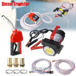 Electric Fuel Transfer Pump 11GMP Diesel Kerosene Oil Auto 12V+Nozzle Hose