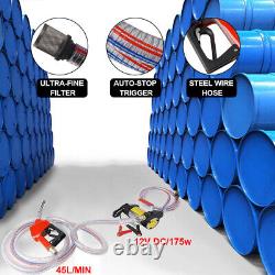 Electric Fuel Transfer Pump 11GMP Diesel Kerosene Oil Auto 12V+Nozzle Hose