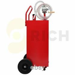 Gas Fuel Diesel Caddy 30 Gallon Transfer Tank Rotary Pump Oil Container 8FT Hose