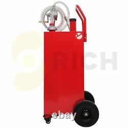 Gas Fuel Diesel Caddy 30 Gallon Transfer Tank Rotary Pump Oil Container 8FT Hose