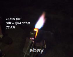 Metal melting foundry burner burns any fuel, waste oil, diesel, propane