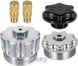 Oil Fuel Filter Cap Set for Ford 6.0L 2003-2007 with Fuel Pressure Test Ports