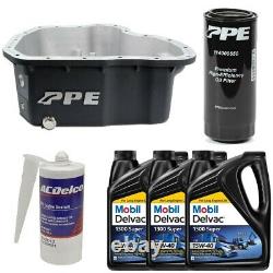 Oil Pan Kit Mobil Oil/Sealant/PPE Black Deep Pan & Filter For 11-16 6.6L Duramax