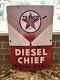 Original 1956 Texaco Diesel Chief Pump Plate Gas & Oil Sign 18X12 Rare