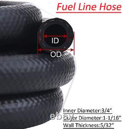 Rubber Fuel Line Automotive Oil Diesel Push On Hose Braided Replace 12AN(3/4ID)