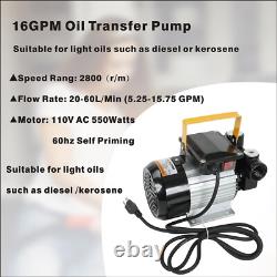 Self Priming 110v Ac 16GPM Oil Transfer Pump Fuel Diesel Kerosene Biodiesel Pump