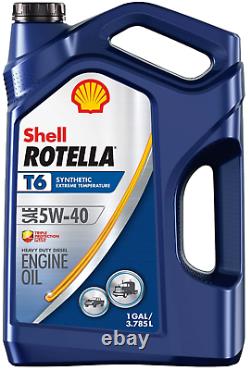 Shell Rotella T6 5W-40 Heavy Duty Engine Oil Full Synthetic Fuel Economy 1 GAL