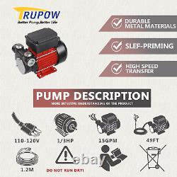 Trupow 110V AC 15GPM Electric Self-priming Diesel Kerosene Oil Fuel Transfer