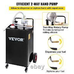 VEVOR 30 Gallon Gas Caddy Fuel Diesel Oil Transfer Tank, 4 Wheels Portable Pump