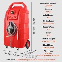 VEVOR Fuel Caddy 32 Gallon Portable Gas Diesel Tank On-Wheels with Manual Pump