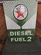 VINTAGE 1955 Texaco Diesel fuel 2 Porcelain Advertising Sign (Green) 18 X 12