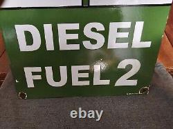 VINTAGE 1955 Texaco Diesel fuel 2 Porcelain Advertising Sign (Green) 18 X 12