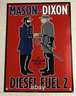 Vintage Dated 1951 Mason Dixon Diesel Fuel 14.5 Porcelain Metal Gas Oil Sign