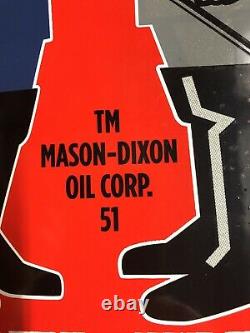 Vintage Dated 1951 Mason Dixon Diesel Fuel 14.5 Porcelain Metal Gas Oil Sign