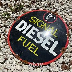 Vintage Signal Gasoline Diesel Fuel Porcelain Metal Sign Oil Gas Station Lube