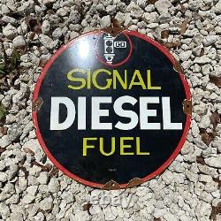 Vintage Signal Gasoline Diesel Fuel Porcelain Metal Sign Oil Gas Station Lube